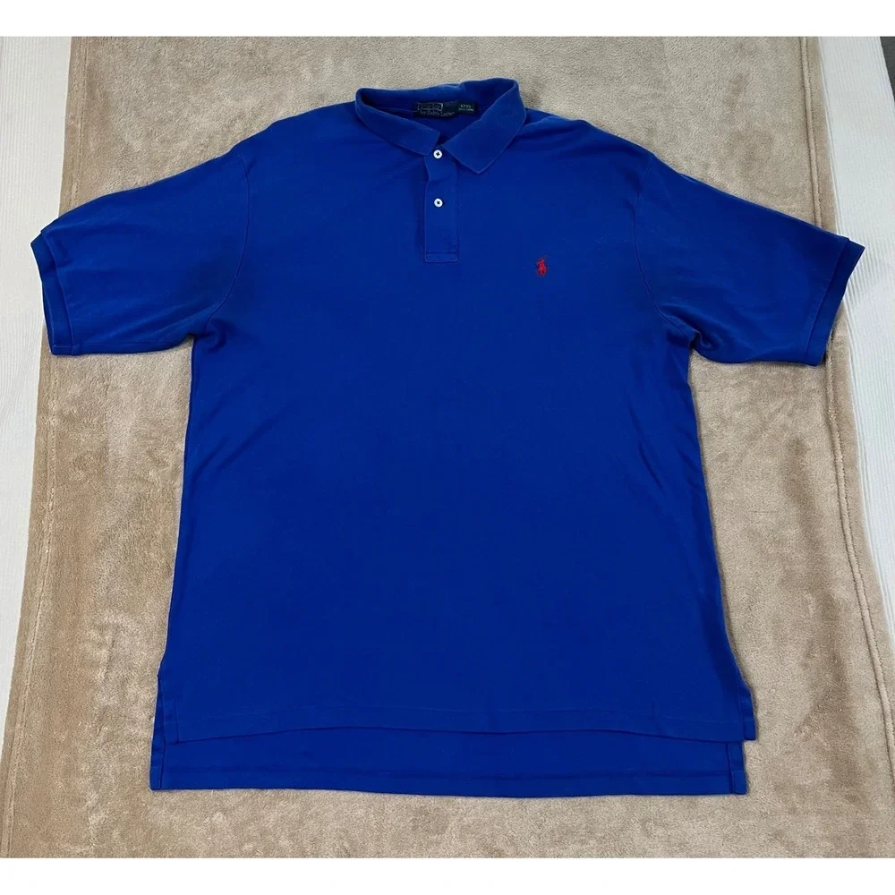 Polo Ralph Lauren Men's L Tall Blue Pony Logo Cotton Polo Shirt Short sleeve